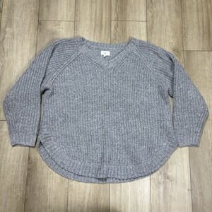 Lou‎ & Grey Women's S Gray Pullover Sweater Alpaca & Wool Blend Oversized V-Neck